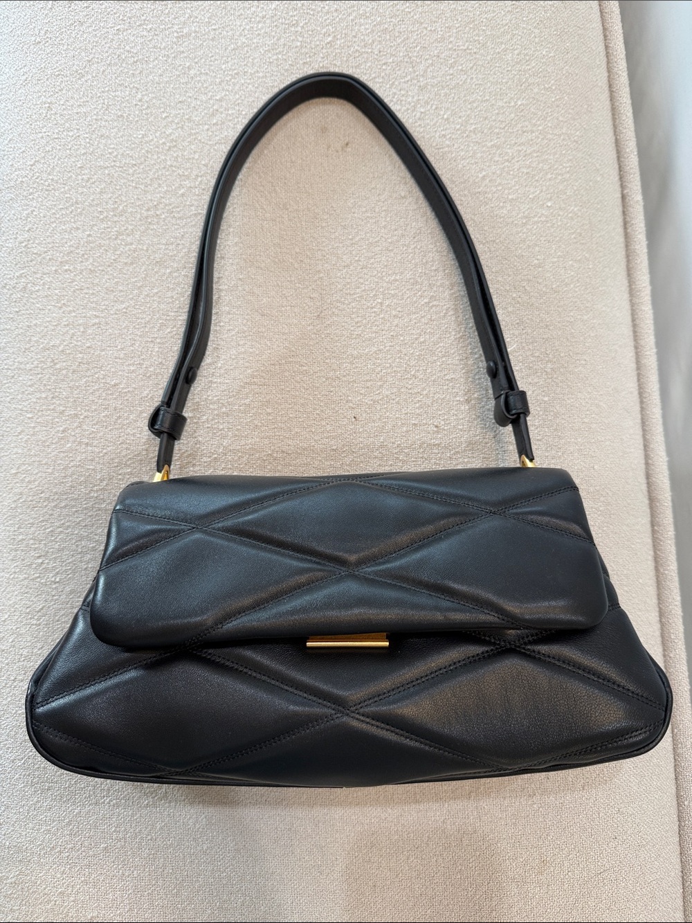 kate spade Black Quilted Shoulder Bag with Gold Accent